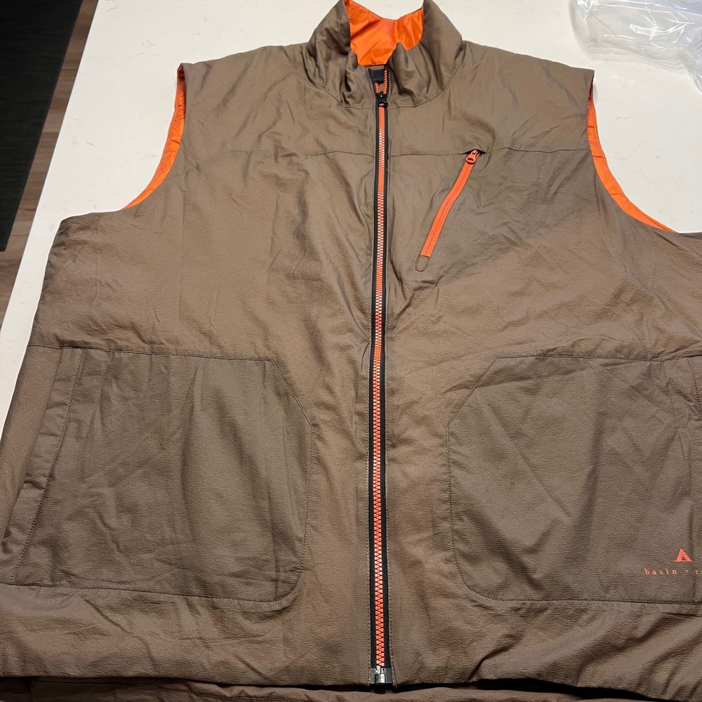 Basin and Range Mens XXL Brown Orange Insulated Full Zip Outdoor Vest